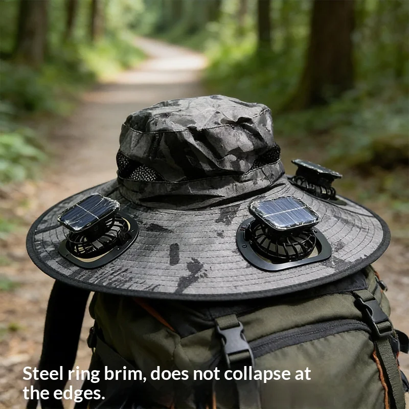 

Sun Hat with Solar Powered Fan Quick Dry Bucket Hat Large Size Rechargeable for Outdoor Hiking Camping Fishing Sun Protection