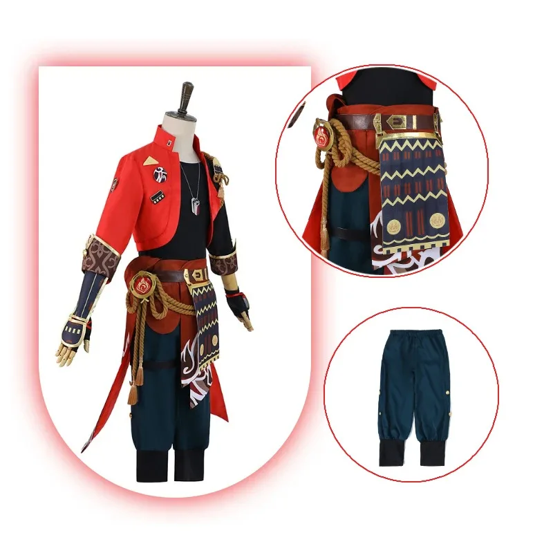 Juego ROLECOS Genshin Impact Tohma disfraz de Cosplay Thoma disfraz de Cosplay para hombre Halloween Cosplay conjunto completo con sombreros