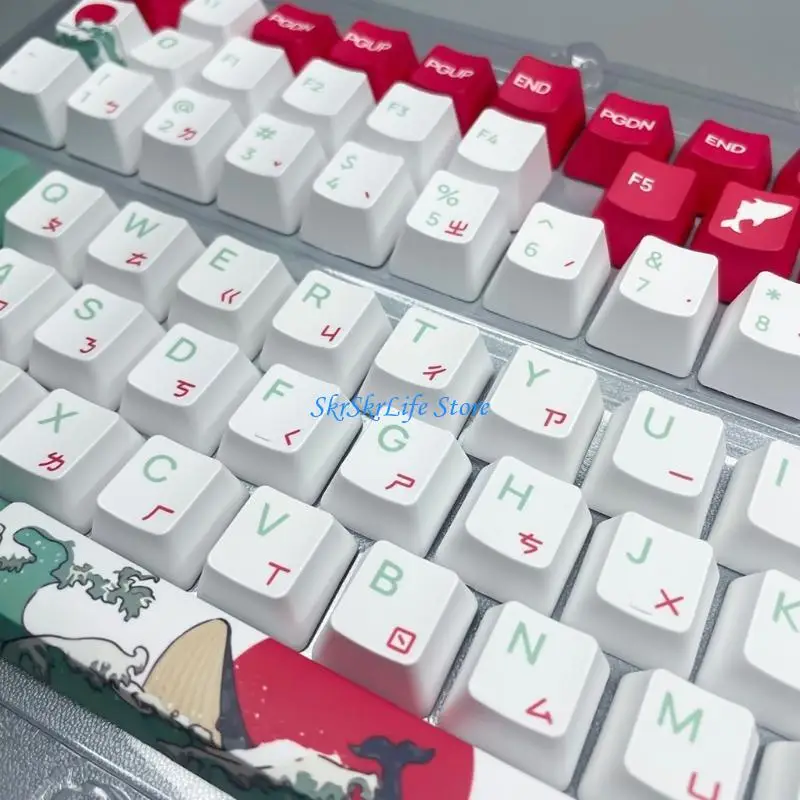 E65E Ergonomic XDA/OEM Profile Keycaps Coral Sea Theme for MX Switches Keyboard