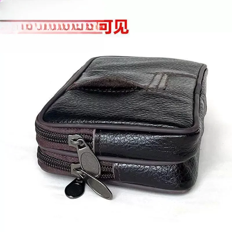 Men's Fanny Pack Advanced Mobile Phone Waist Bag 75 Inch Belt Inserted Leather Phone Bag American Retro Style Square Shape
