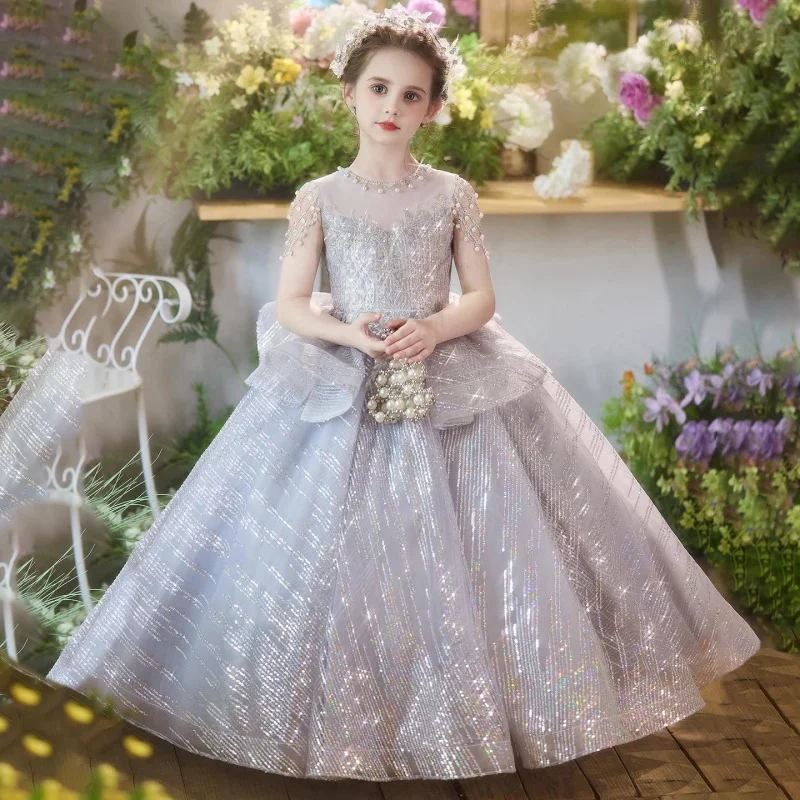 

Girls' Formal Dress Host Children's High-End Light Luxury Niche Children's Stunning Girl Princess Dress Piano Performance Show