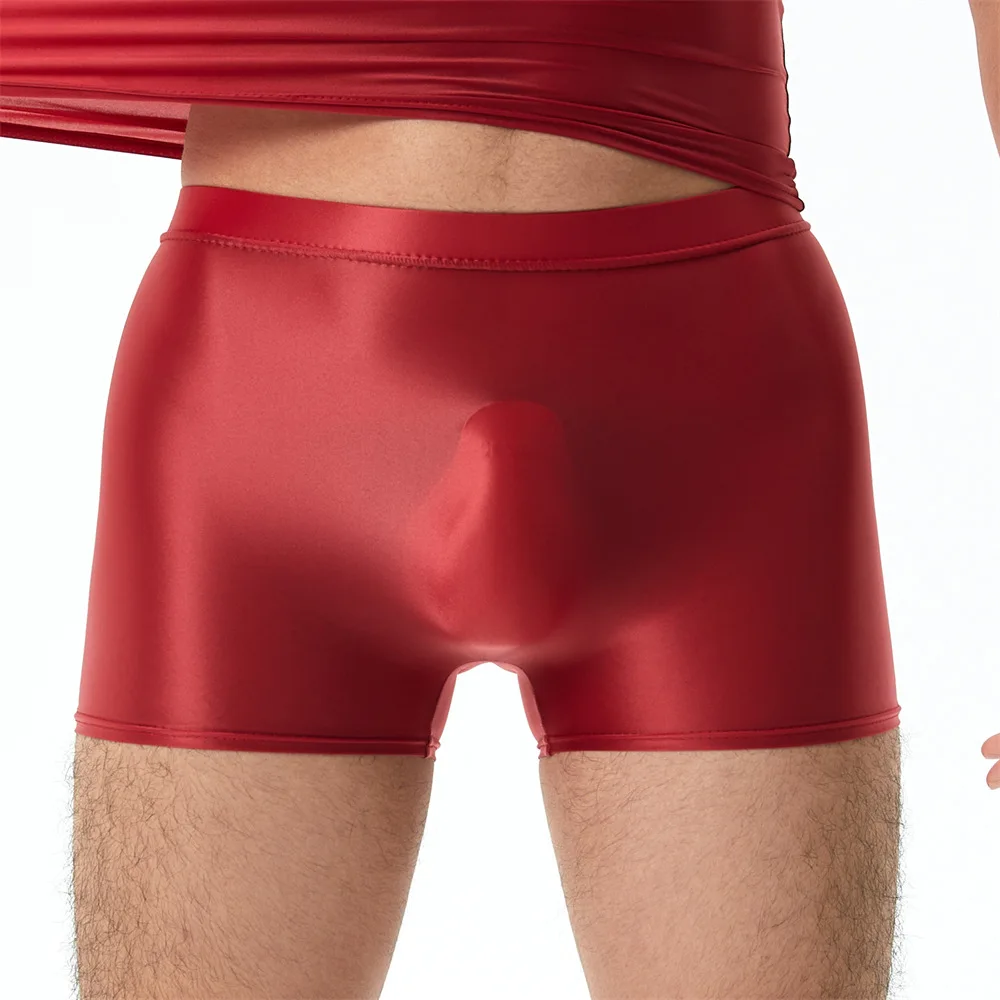 Bóxer de nailon transparente para hombre, ropa interior Sexy de Color sólido, bragas elásticas de seda de hielo, Cueca