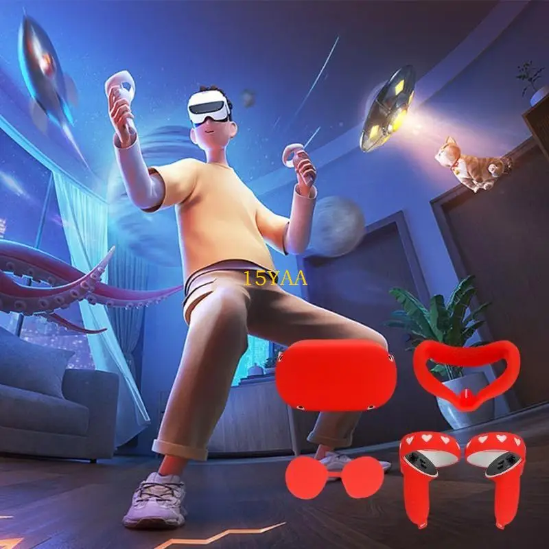 

15YA Силиконовая крышка аксессуары для Oculus- Quest 2- все в одном набор силикона для оболочки защитного контроллера Grip Co