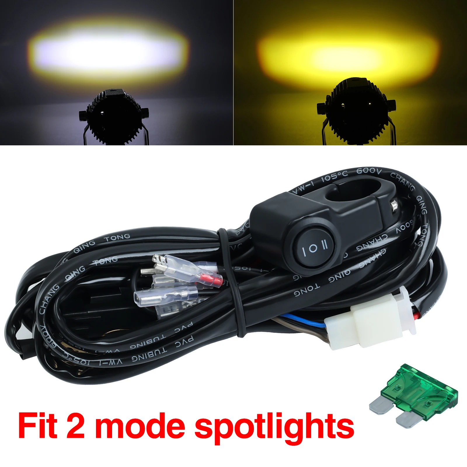 Motorcycle Spotlights Switch Light Bar/Work Light Fog Light On/Off Wiring Harness for Car Boat Truck 120W Cable Accessories view 2