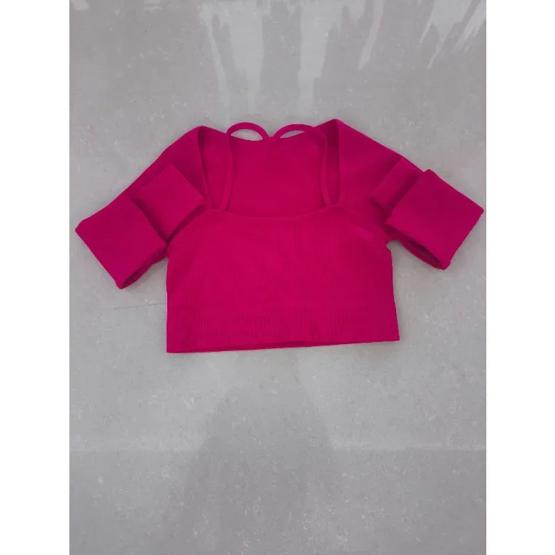 اليوغا مجموعة سترة رياضية علوية المرأة اللياقة البدنية التخسيس مضلع الرباط بأكمام طويلة ملابس لليوجا الضيقة قطعتين اللياقة البدنية الملابس