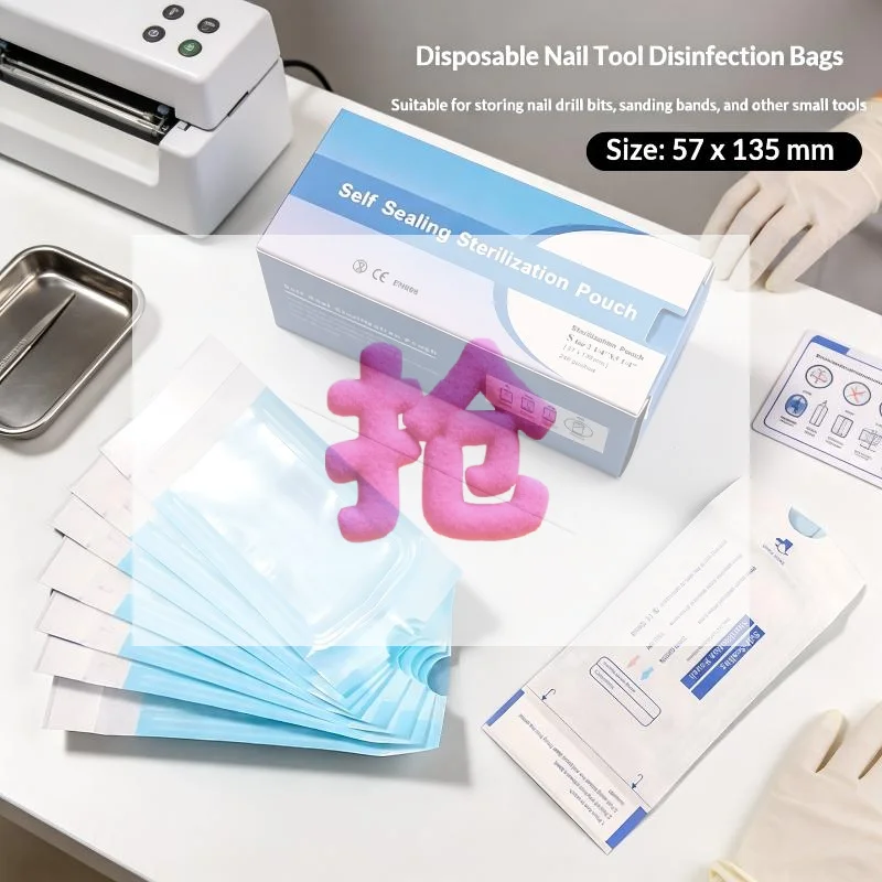 200Pcs 57x130mm -grade Bag Self-sealing Autoclave Pouches Bags Disposable Nail Art Tattoo Accessories Supplies