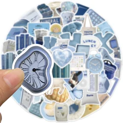 60pcs Kawaii Ins Blue Stickers For Scrapbook Book Stationery Laptop Suitcase Vintage Sticker Scrapbooking Supplies Aesthetic