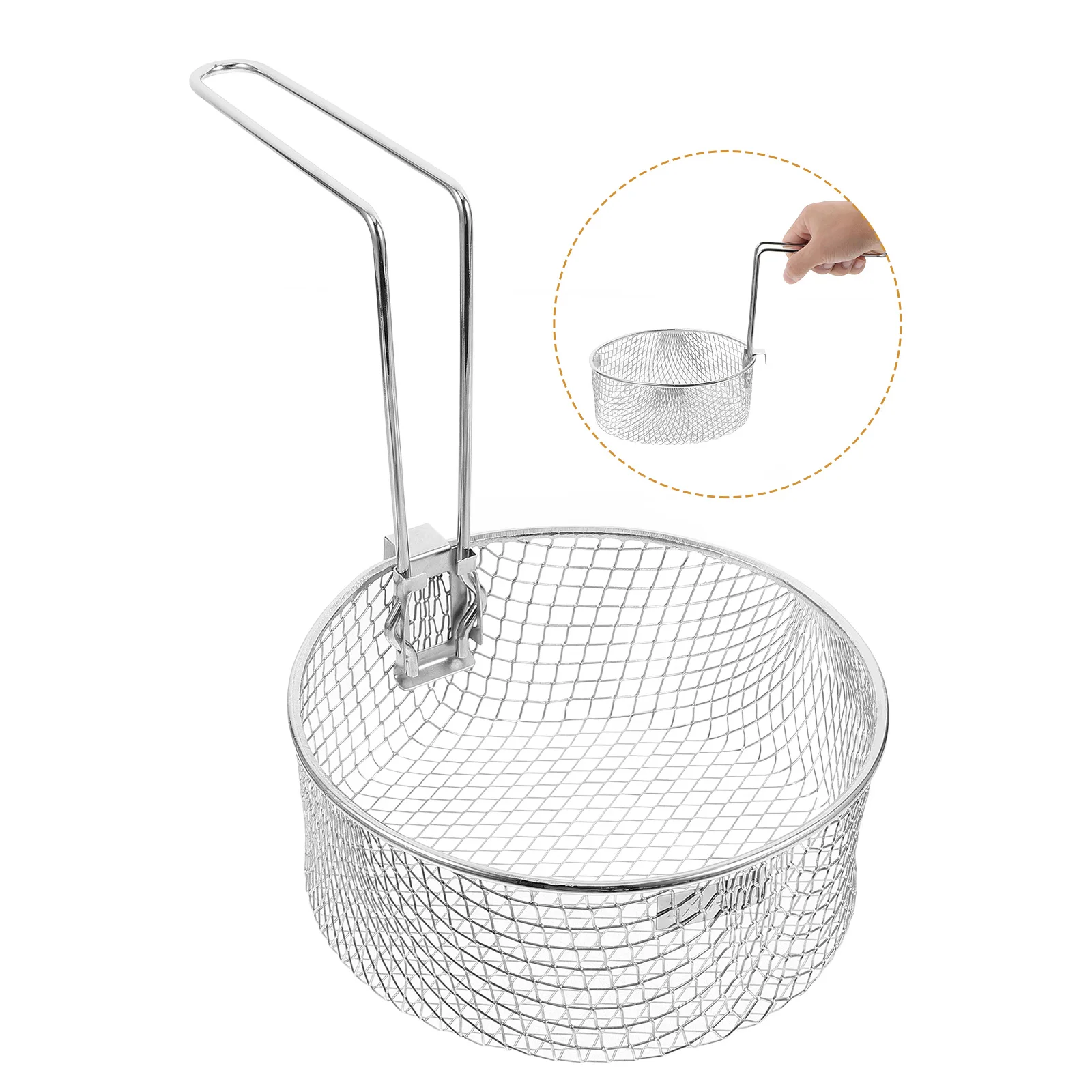 

Stainless Steel Frying Basket Deep Fryer Baskets French Fries Holder Chips Kitchen Gadget Oil Drainage Strainer Metal Commercial