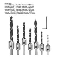 7 Pcs Carbon Steel Countersink Drill Bits Set 3-10mm Size Range 5 Flute Design Woodworking Chamfer Drill Bit