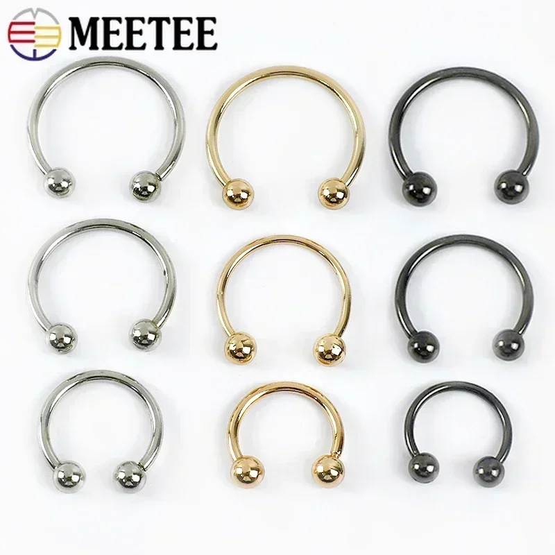 Meetee 15-60mm U-shaped Ring Buckle Double-headed Screw Metal Buckles Collar Swimwear Decorative Clasp Shoe Hook Sew Accessories