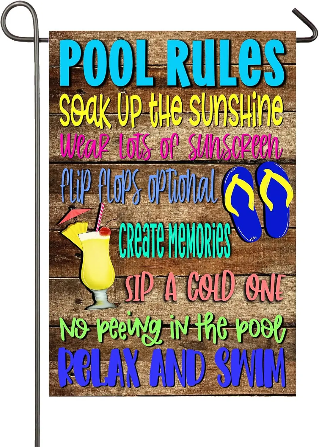 Pool Rules Garden Flag 12x18 Inch Vertical Double Sided Summer Pool Garden Flags For Outside Pool Party Patio Decor Soak Up The