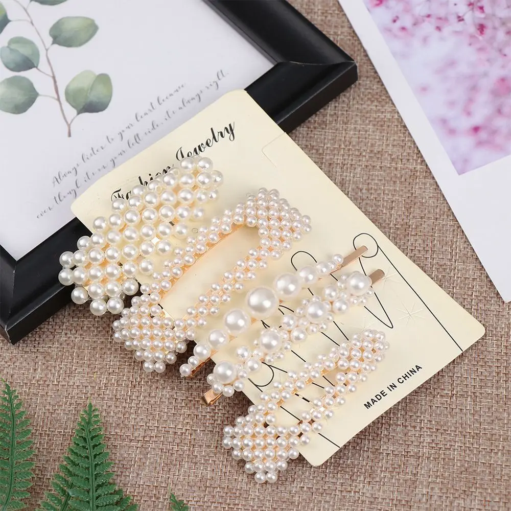 Imitiation Metal Hair Accessories Headdress Jewelry Hair Clip Barrettes Pearl Flower Hairpins