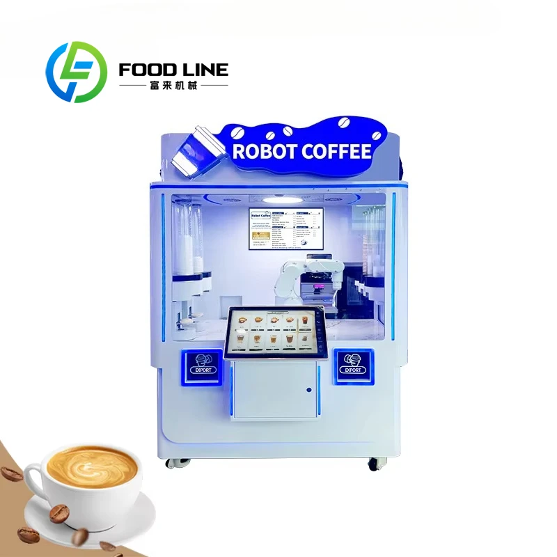 Customized Outdoor Closed Unmanned Coffee Vending Robot Machine 24h Automatic Commercial Coffee Vending Equipment