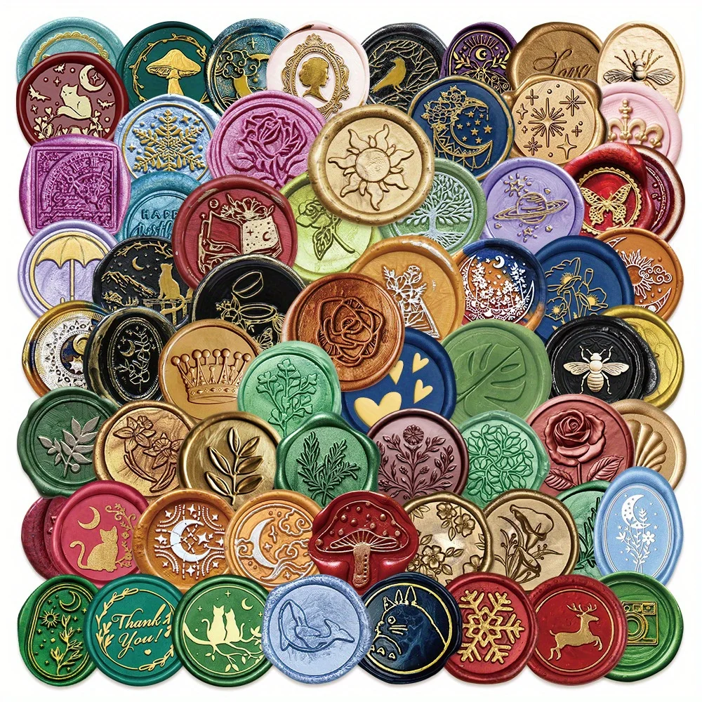 

64PCS Sealing Wax Seal Creative Graffiti Sticker Pack Decorative Suitcase Water Bottle Notebook Skateboard Self-adhesive