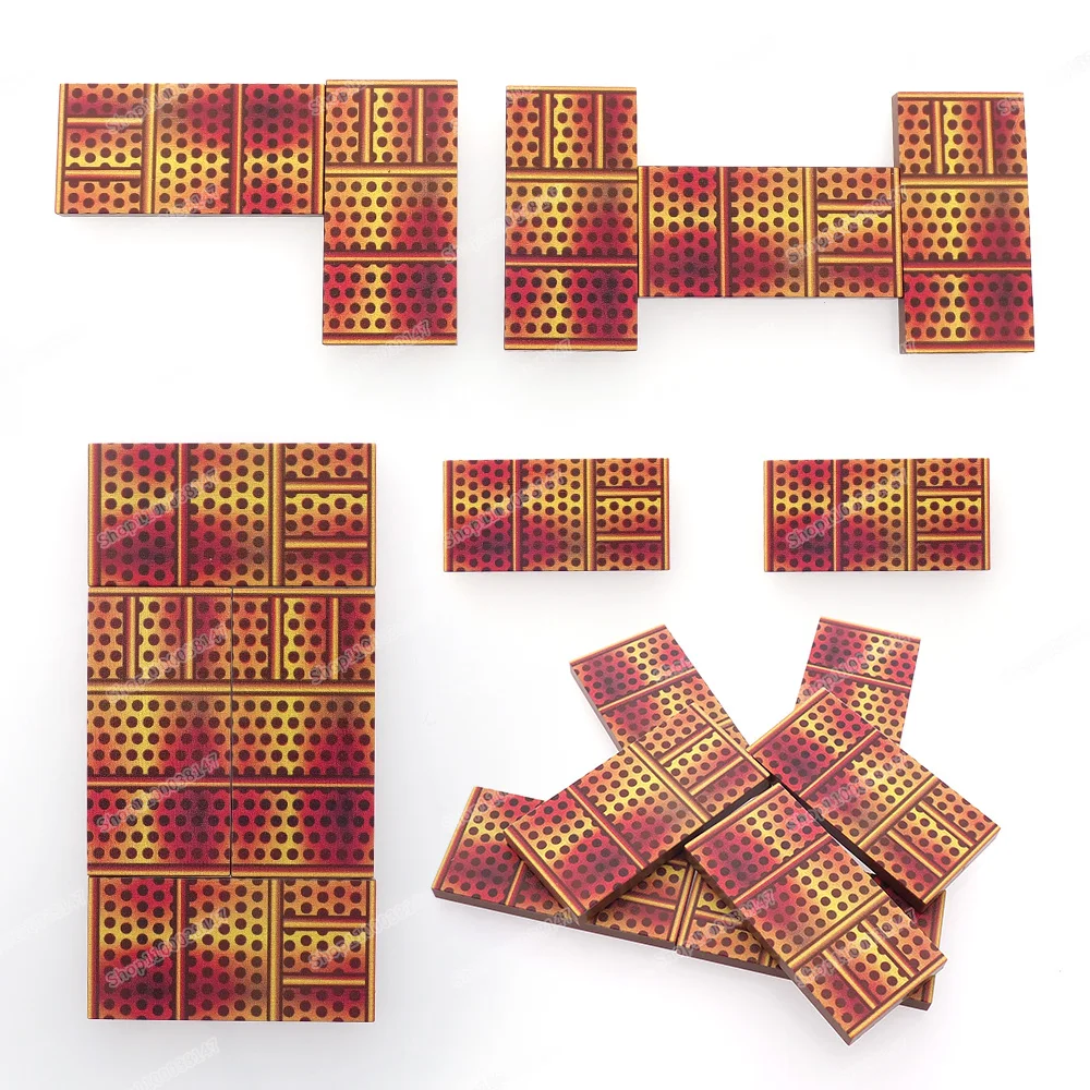 Copper Rust Mesh Printed Tiles 87079 Material Brown 2*4 Building Block Figures Military Equipment Accessories Model Toy Diy Gift