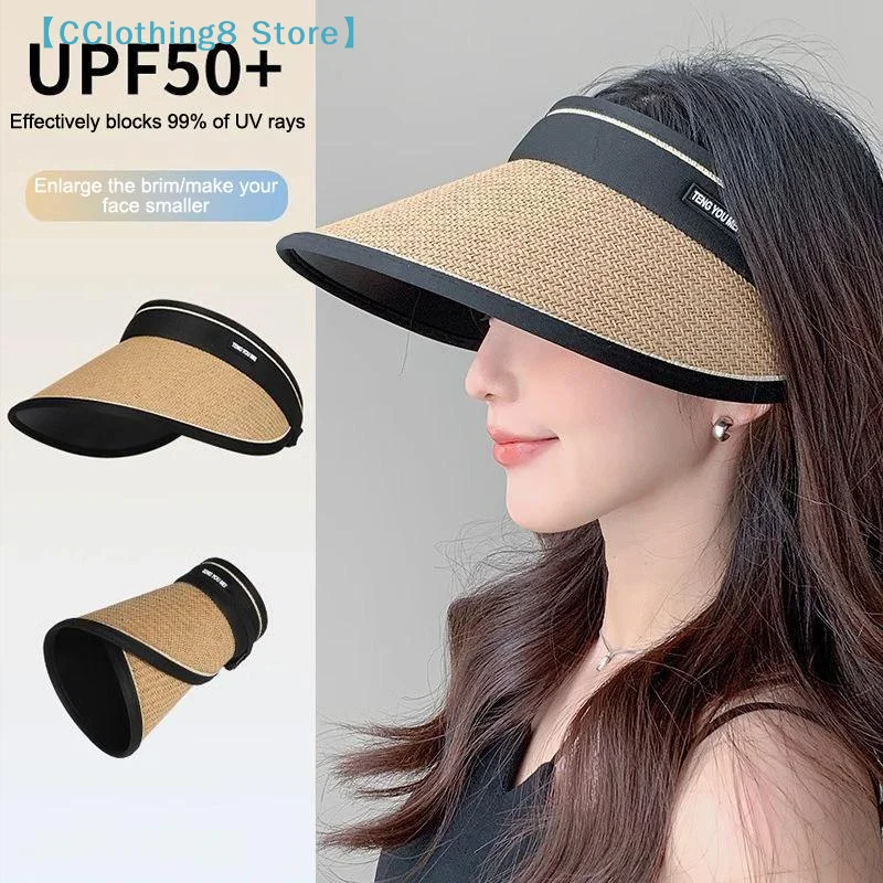 Leere Visiere für Damen und Mädchen, lässig, faltbar, UV-Schutz, Strandhut, Strohkappe, Sonnenhüte, Sonnenschutz【AliS8】