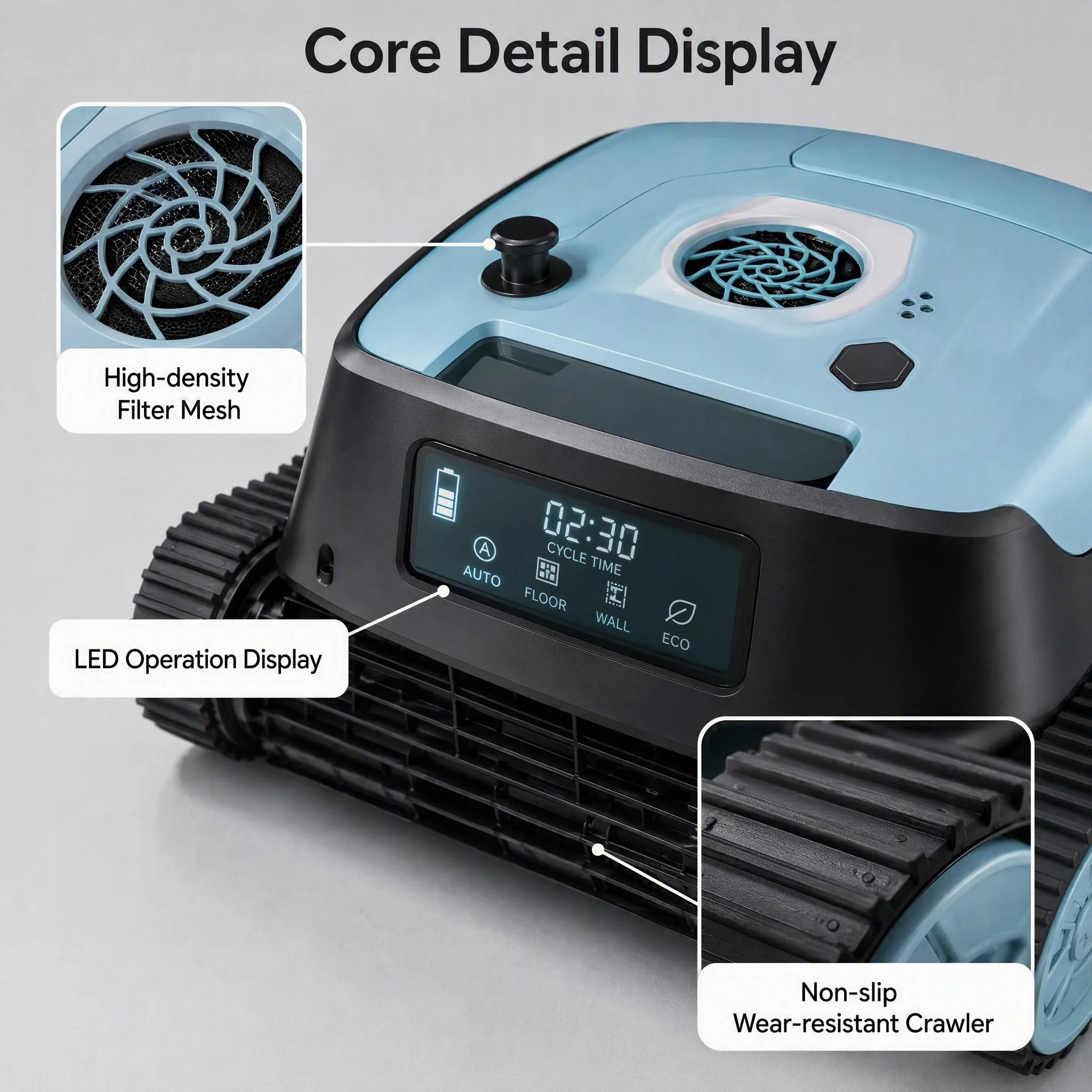 Cordless Robotic Pool Cleaner CE FCC Certified - Automatic Pool Vacuum Wall Climbing 120 Mins Battery for 2000 Sq.Ft