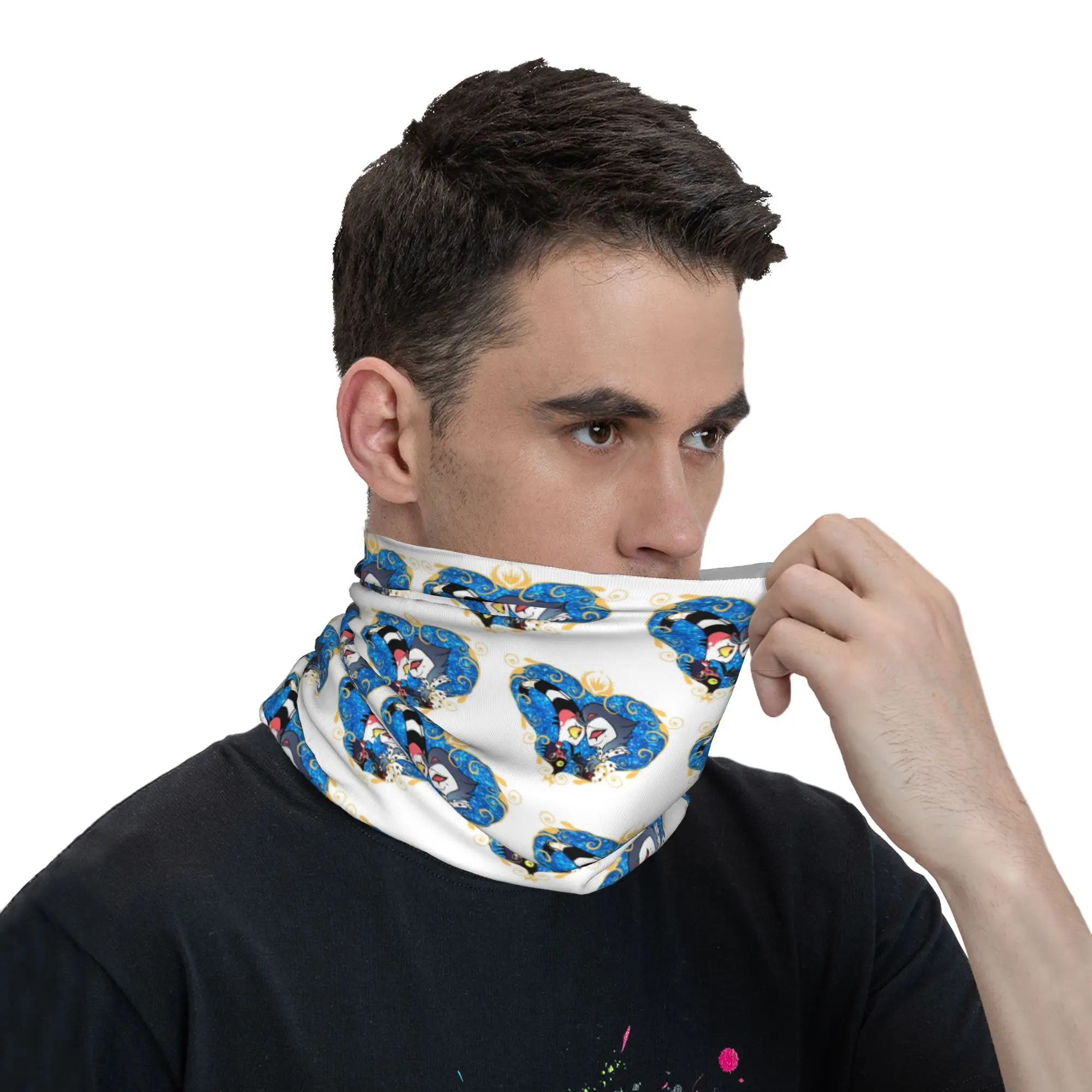 Helluva Boss Stolas and Blitzo إطار القلب باندانا الرقبة الجراب مطبوعة التفاف قناع وشاح متعدد الاستخدام بالاكلافا الجري للرجال والنساء #5