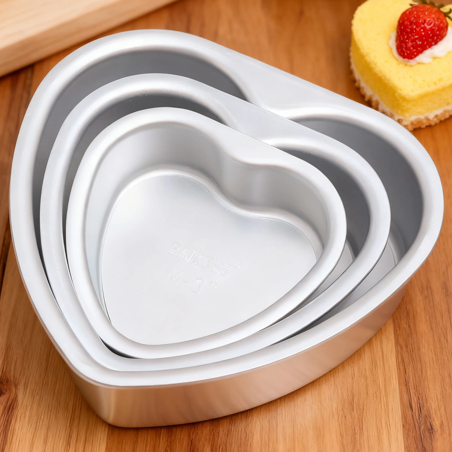 Moldes para pasteles en forma de corazón de 3/4/5 pulgadas con fondo extraíble, molde para pastel de Chocolate de aleación de aluminio, herramientas para hornear fiestas de cumpleaños
