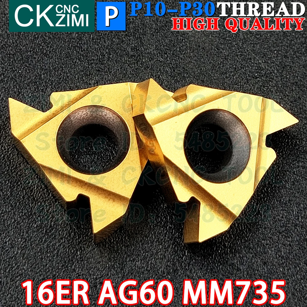 16ER AG60 MM735 Carbide Inserts External Thread Threaded Inserts Tools MMT16ER N60 CNC Machine Metal Lathe Turning Cutter Tools