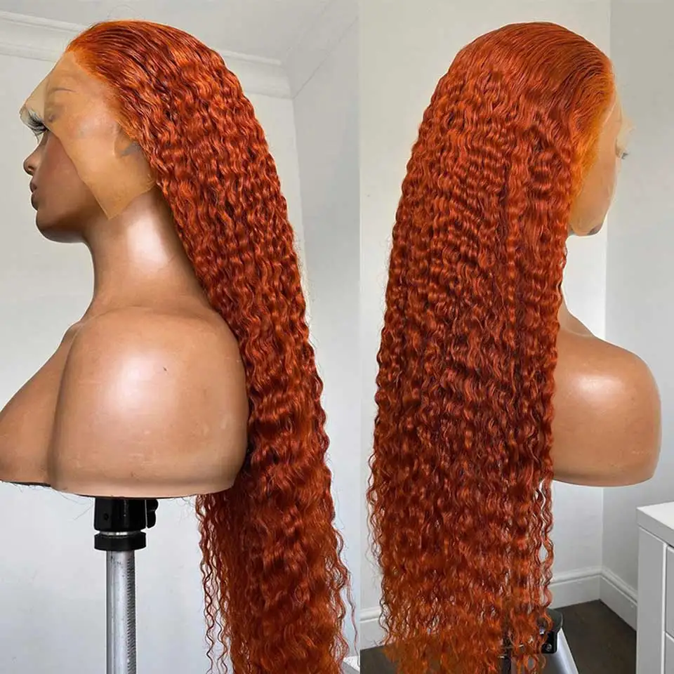 13x6 HD Lace Frontal Wig 13x4 Orange Ginger Deep Wave Frontal Wig Curly Human Hair Wigs Lace Frontal Human Hair Wigs For Women