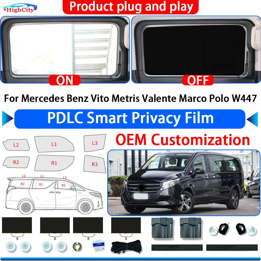 For Mercedes Benz Vito Metris Valente Marco Polo W447 Switchable Electric Smart Privacy Film Polymer Liquid Crystal Film Window