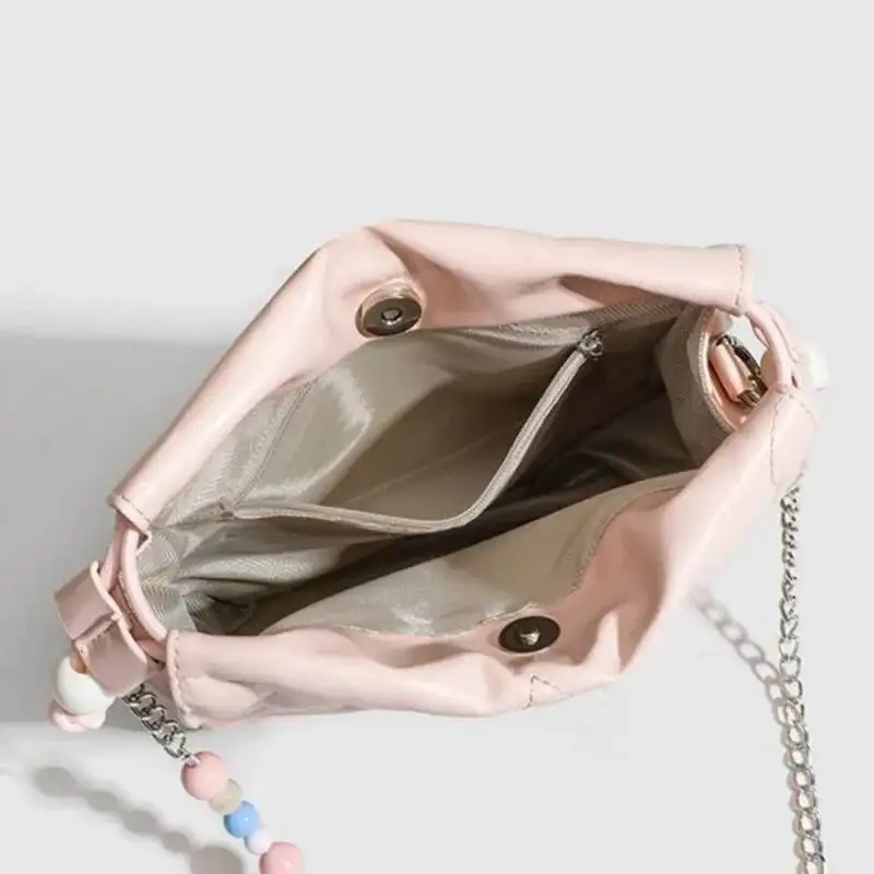 بلوم الحلو لطيف الوردي حقيبة مربعة المرأة الديكور سلسلة Y2k حقيبة يد السيدات الساخن الفتيات حقائب الكتف Crossbody الجمالية