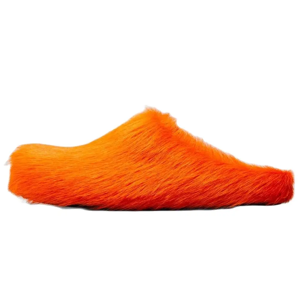 Designer fur Leather Mules Shoes Women 2023 Horsehair Slides Mules Runway Flats Casual Slippers For Men Moccasin Fashion Shoes