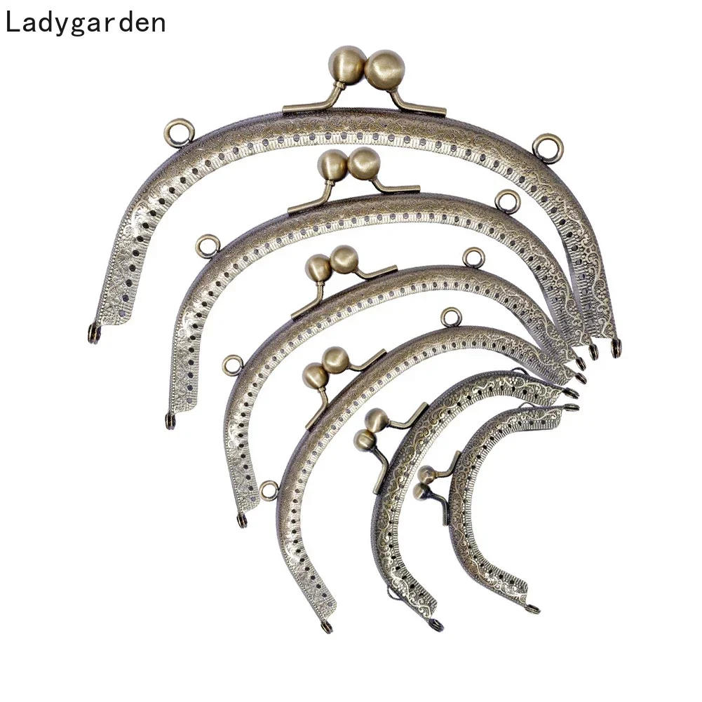 DIY Metal Semicirc Frame Purse Handle Coin Bags Kiss Clasp Lock Frame Accessories 8.5/10.5/12.5//16.5/20cm Metal Purse Frame