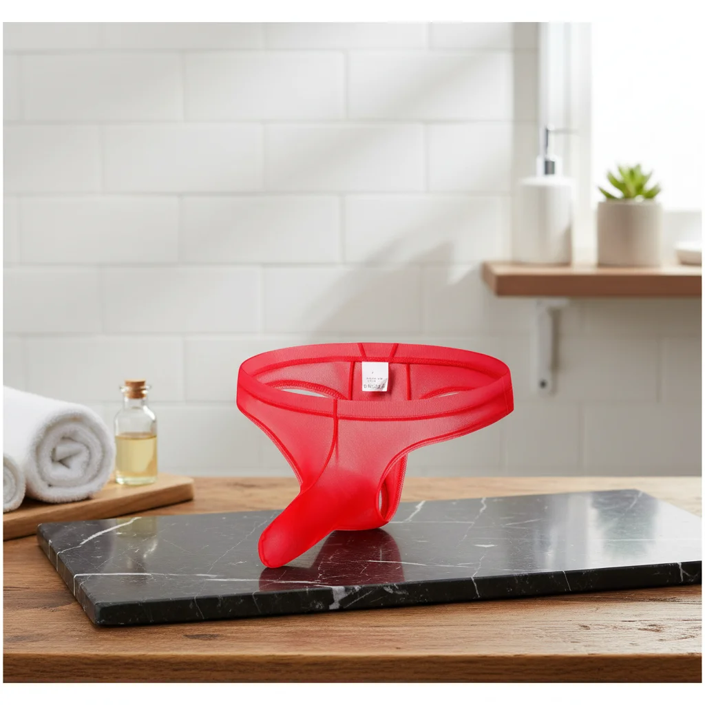 

Sexy Elephant Nose Pouch Mens Thong G-String Transparent Mesh Underwear Breathable Man Sissy Briefs Underpants