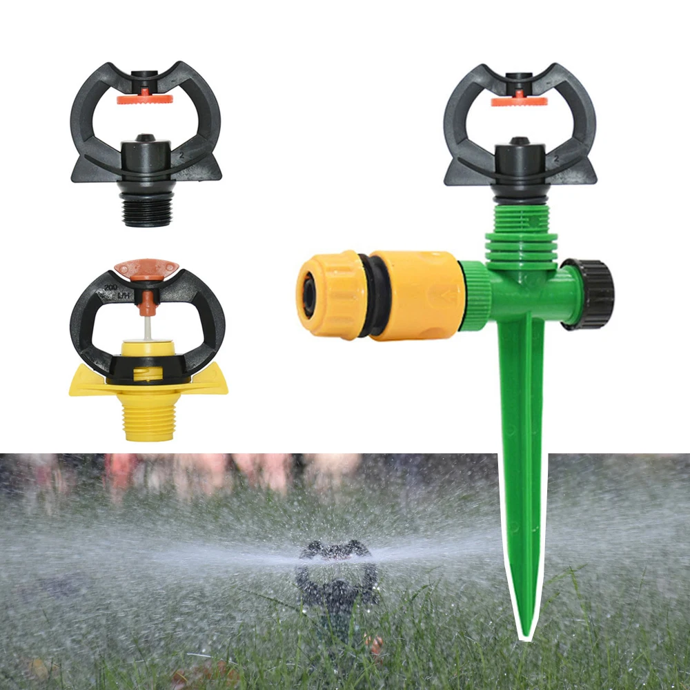 360 Degree Rotate Sprinklers Mist Nozzles Plastic Spike Micro Watering tool For Garden Farm Lawn Irrigation