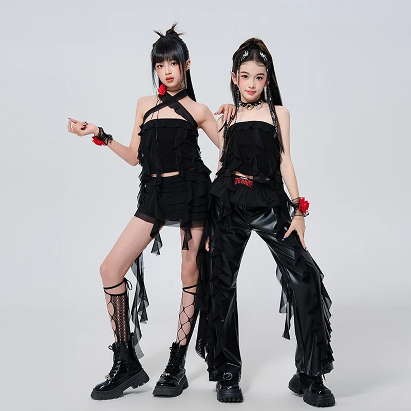Per bambini K POP Stage Outfit Jazz Dance Costume Ragazze Hip-Hop Street Performance Abbigliamento Ragazza Gruppo Concerto Party Set XH2978