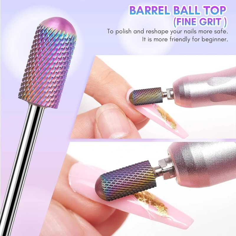 Juego de brocas de cerámica de diamante de carburo de tungsteno, 7 piezas, removedor de esmalte de uñas de Gel, accesorios y herramientas para cutículas