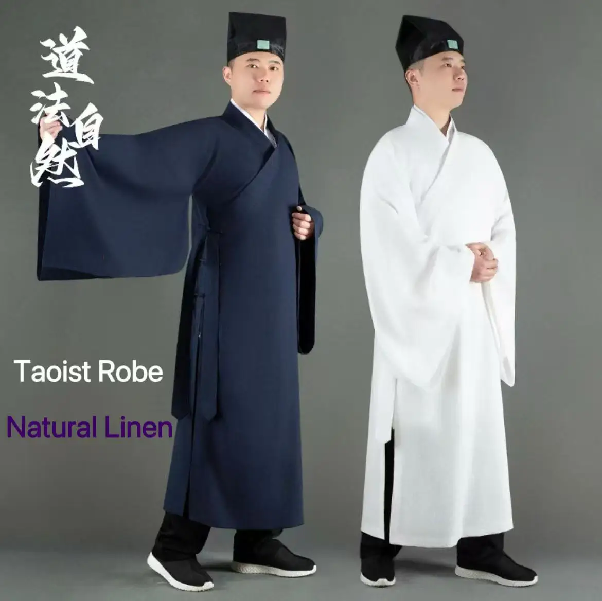 

Breathable Toist Robe Men Women Natural Cotton Linen Sanqing Slant Collar Costume Tai Chi Clothing Wushu Suit Monks Uniform Robe