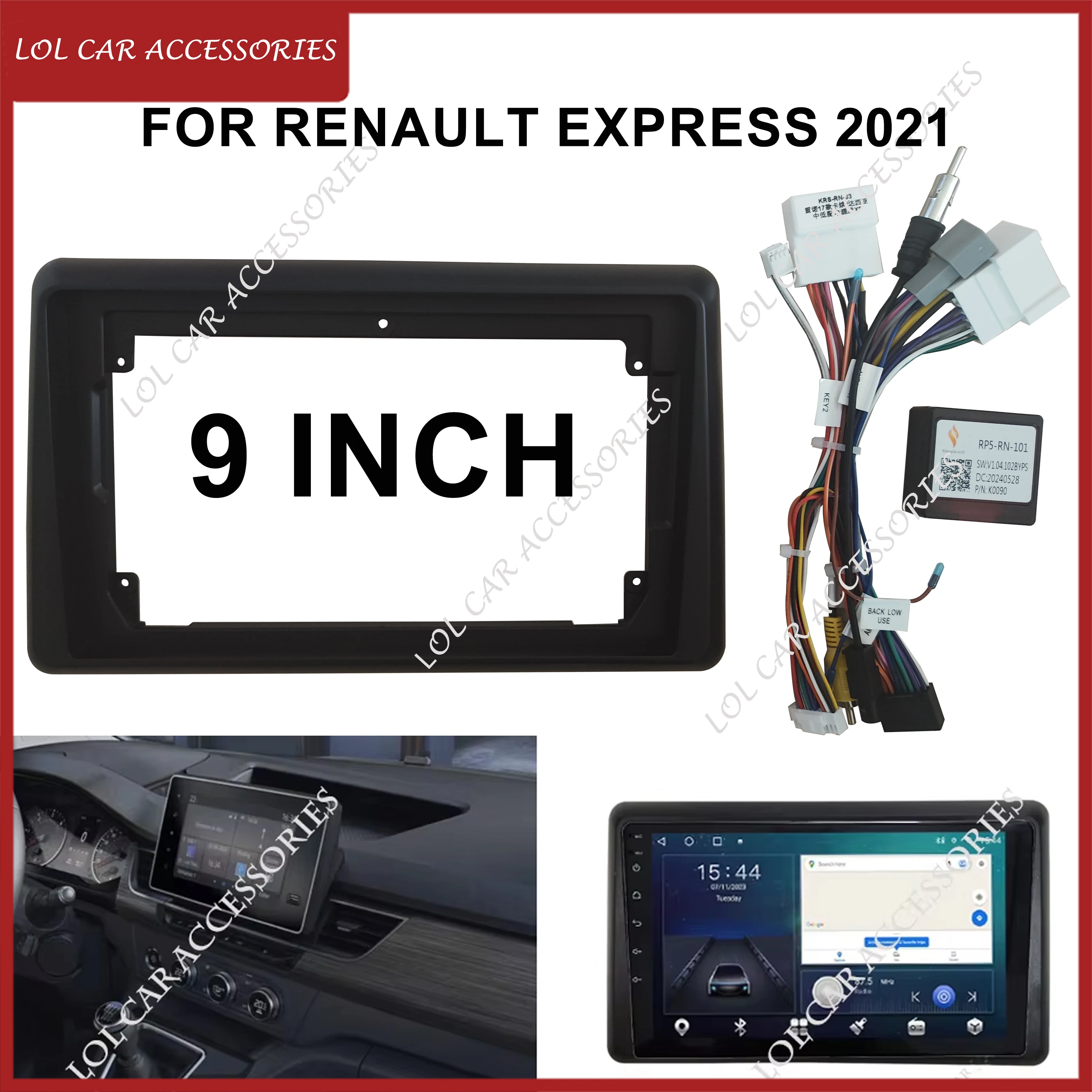 9 Inch For Renault Express 2021 Car Radio GPS MP5 Android Stereo Player 2 Din Head Unit Panel Fascias Dash Frame Install
