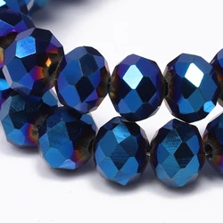 4/6/8mm Faceted AB Royal Blue Glass Crystal Rondelle Beads Flat Round Loose Spacer Bead for Jewelry Making Accessories