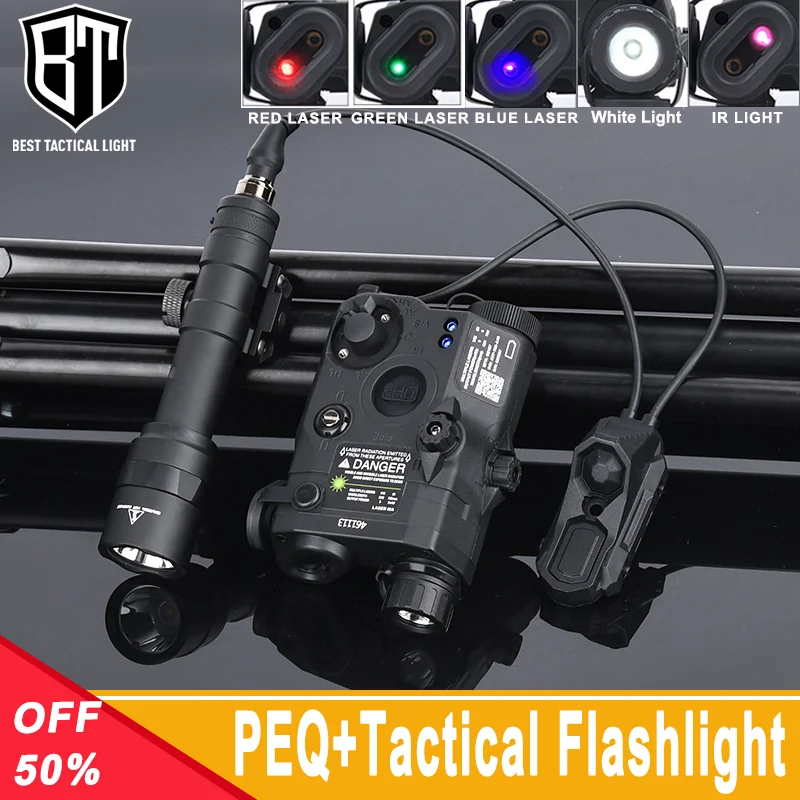 

Surefir Tactical PEQ Red Green Blue Dot Laser Sight IR Fill Light M600C M600U Flashlight AXON Switch Fit 20MM Rail Weapon Lamp