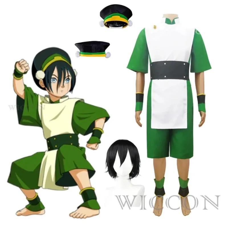 جديد 2025 Aar آخر Airbender Toph Beifong أزياء تنكرية سترة وسراويل ملابس للبالغين جزء كرنفال الهالوين ★ ★ ★   جيه.