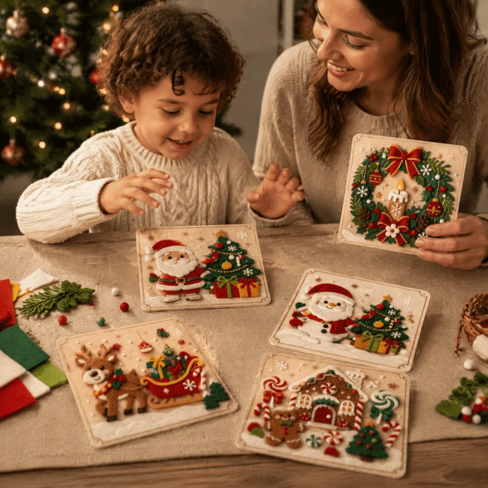 Creative Hook and Loop Christmas Felt Art Kit Felt Pieces DIY Magic Christmas Craft Kit Holiday Design Felt Board Art Set Craft