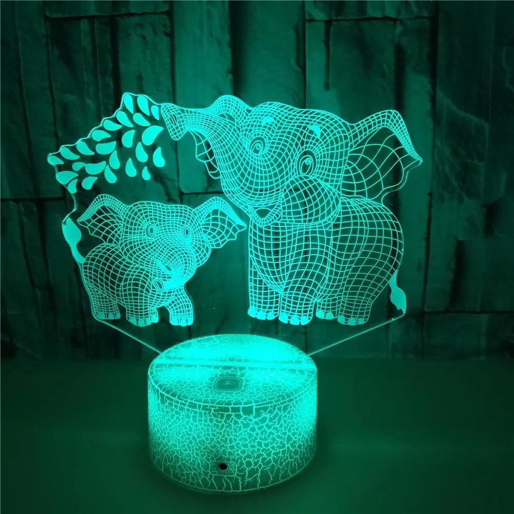 Nighdn 3D Elephant Night Light for Kids 3D Hologram Illusion Night Lamp Room Decor Bedside Desk Lamp Gift Toys for Boys Girls