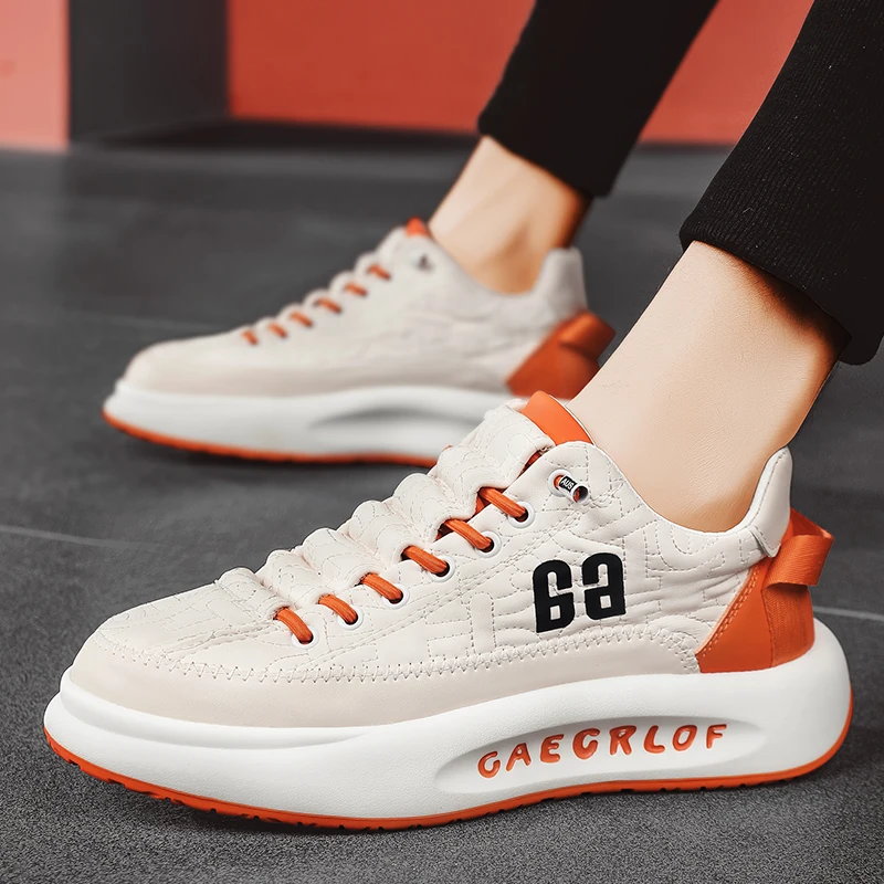 Sneakers Men Casual Shoes Leather Vulcanized Fashion Outdoor Man Sports Shoes Walking Male Sneakers White Shoes