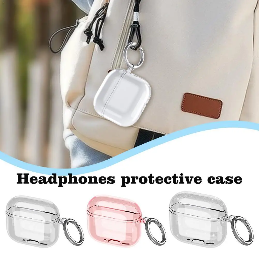 For Apple Airpods4 Split Protective Cover With Hook TPU Transparent Anti-fall Dust-proof Non-slip 4th Generation Earphone Case