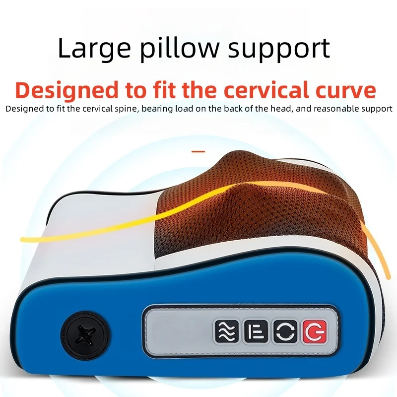 4 Key Multifunctional Neck Pillow Massager Adjustable Hot Compress Neck Shoulder Kneading Massage Relaxation Tool Home Massager