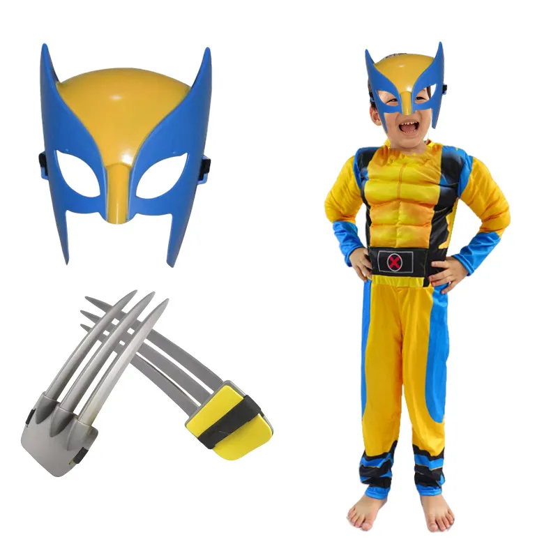 Superhero Wolverine Cosplay Costume Anime Mask Jumpsuit Wolverine Halloween Christmas Kid Toy Costume Superhero Fantasy Kid Gift