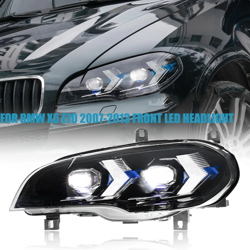 

Автомобильный свет для BMW X5 E70 светодиодные фары 2007-2013, обновление, модифицированный для нового DRL, динамический указатель поворота, светодиодные фары, автоаксессуары