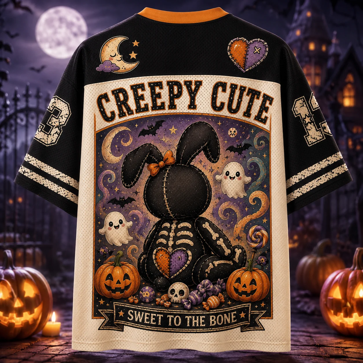 Halloween Spooky Skeleton Shirt Pumpkin Bat TShirt Retro Tee Front Back Halloween Graphic Tee Shirts Halloween Party Tops Gifts