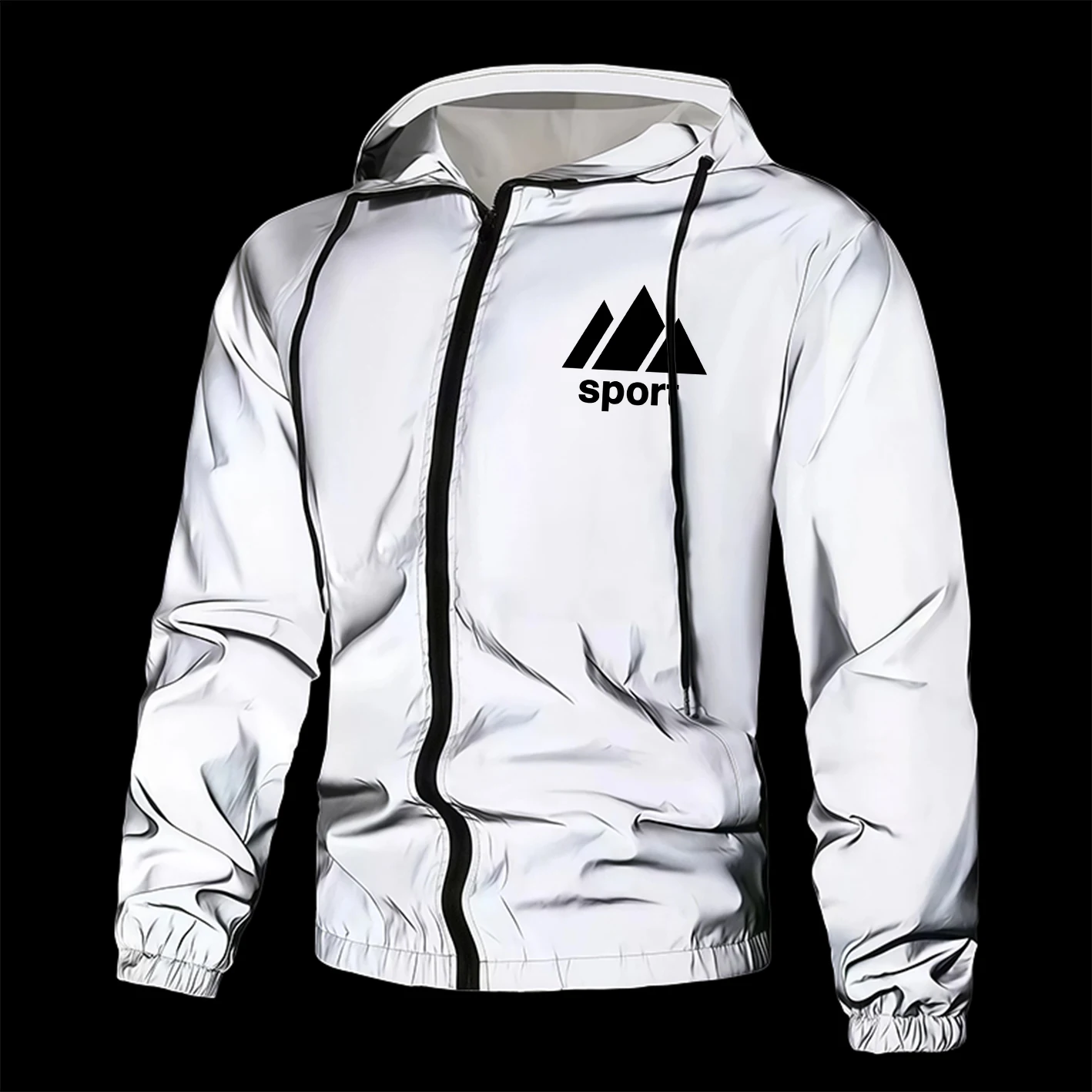 

Men's Reflective Jacket Full Zip Casual Outerwear Spring Autumn Polyester Lined Lightweight Windproof Safety Coat for Outdoor
