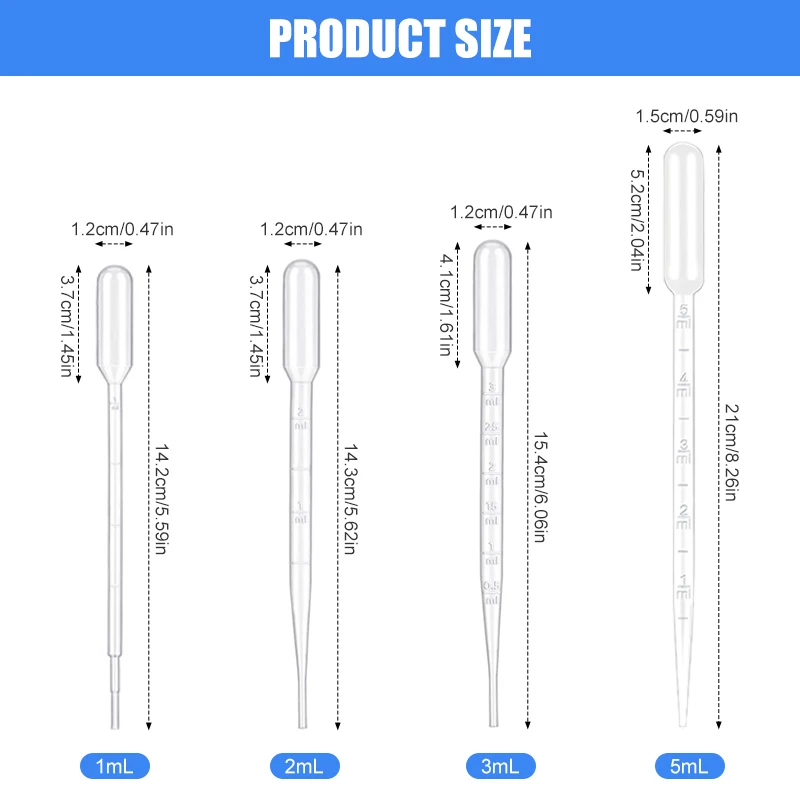 Westtune  Lab Transfer Pipette 100PCS 1ml 2ml 3ml 5ml Plastic Disposable Graded  Liquid Dropper Equipment Straw Makeup Tools