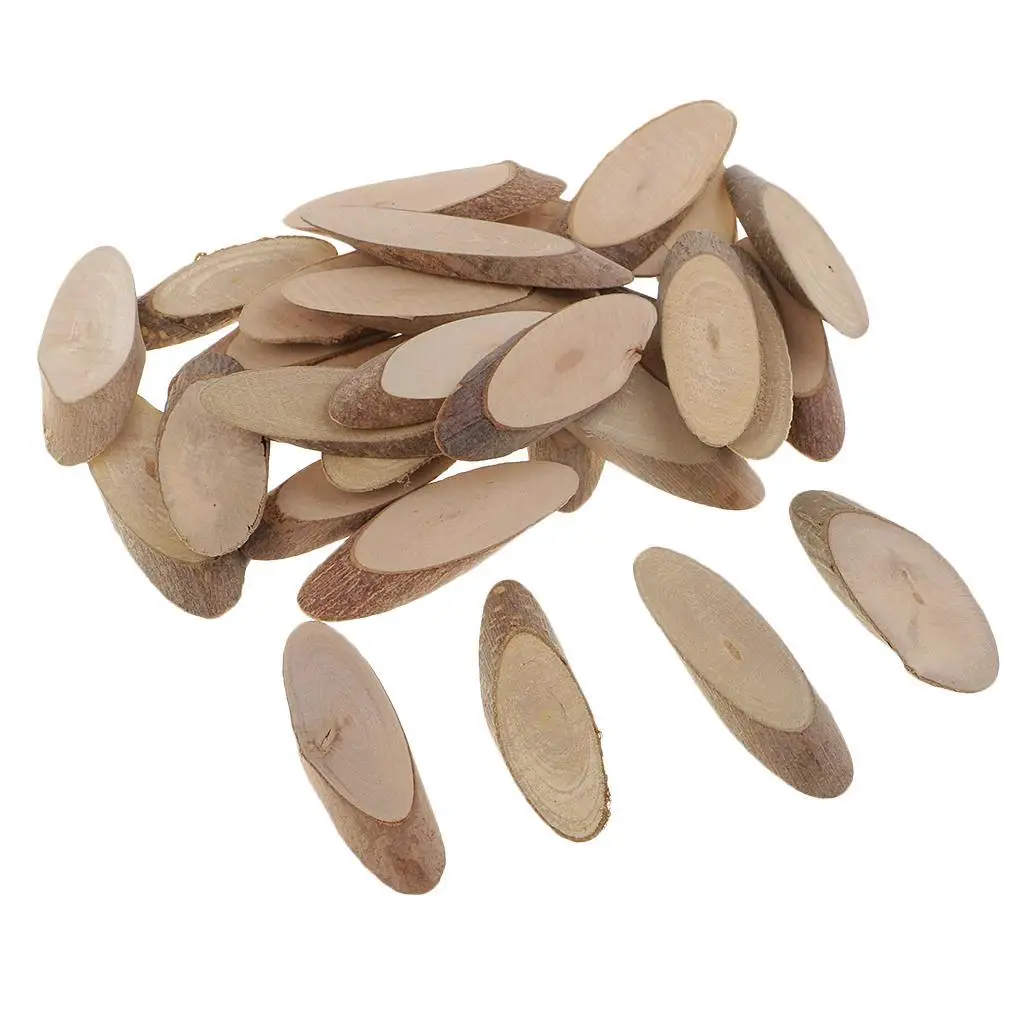 30 Pcs Natural Color Tree Bark Wood Slices Log Discs for Arts & Crafts, Home Hanging Decorations, Event Ornaments (5.5 - 6.5cm)