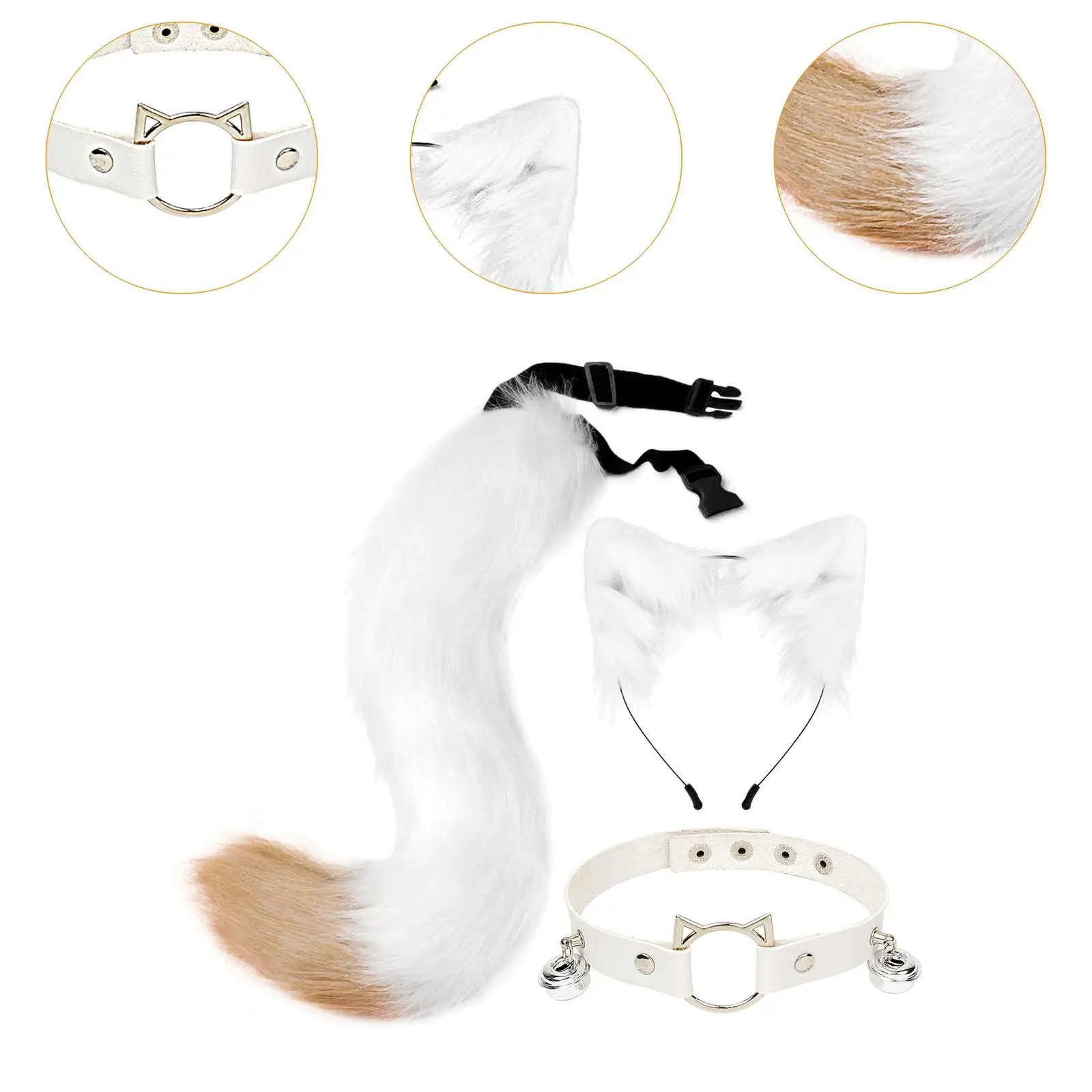 Ears Headband Collar and Tail Set Dressing up for Holidays Stage Performance